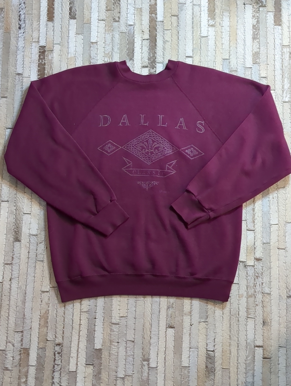 Tultex Vintage Size L 90s Dallas Maroon Crewneck Sweatshirt
